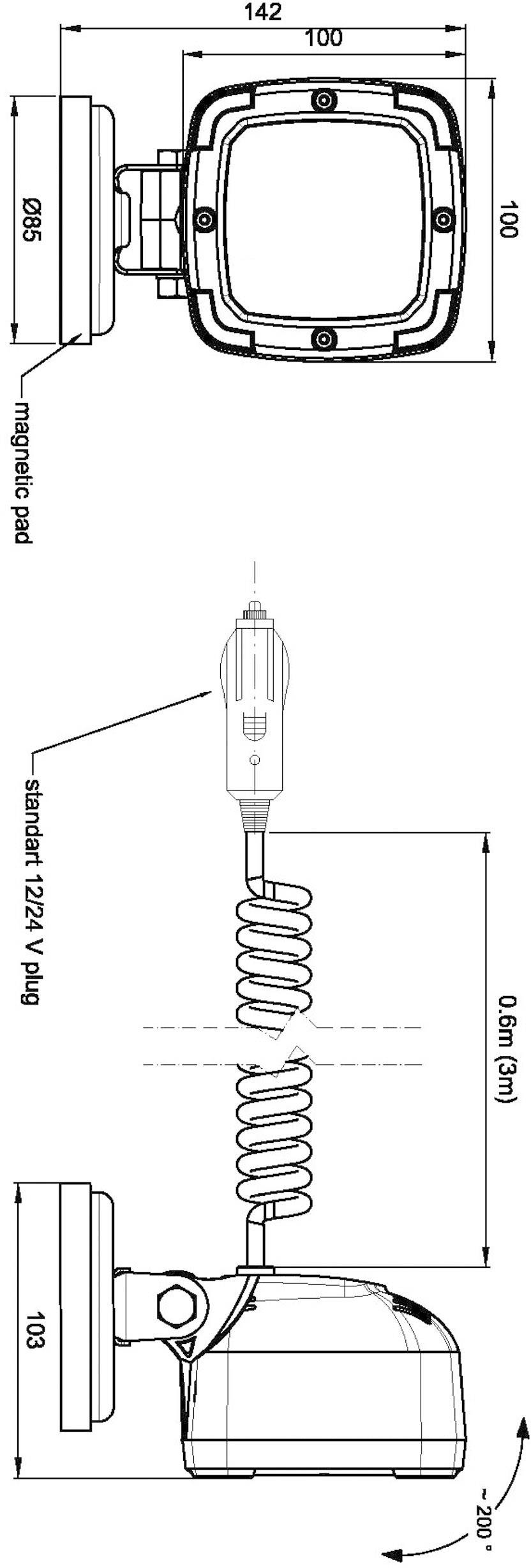 Fristom Arbeitsscheinwerfer 12 V, 24V FT-036 LED MAG M30 95037 Breite Nahfeldausleuchtung (B x H x T) 100 x 100 x 75mm 1800lm