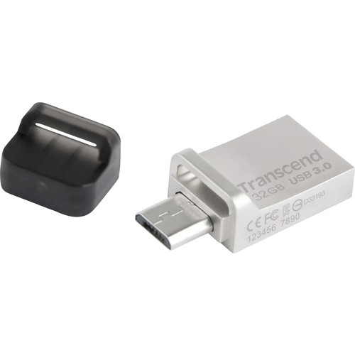 Transcend JetFlash® 880 USB-Zusatzspeicher Smartphone/Tablet Silber 32 GB USB 3.2 Gen 1 (USB 3.0), Micro USB 2.0
