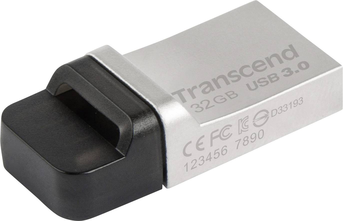 Transcend JetFlash® 880 USB-Zusatzspeicher Smartphone/Tablet Silber 32 GB USB-A (USB 3.2 Gen 1), Micro-USB B (USB 2.0)