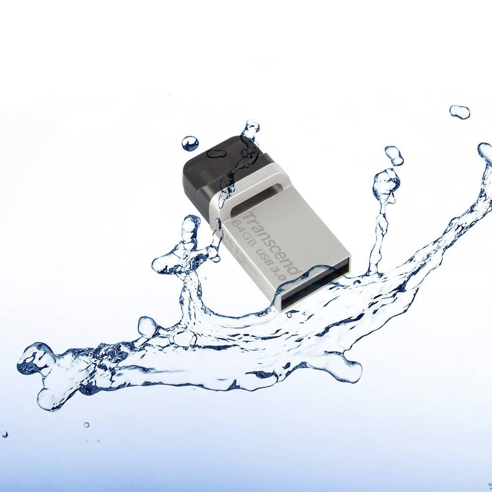 Transcend JetFlash® 880 USB-Zusatzspeicher Smartphone/Tablet Silber 64 GB Micro USB