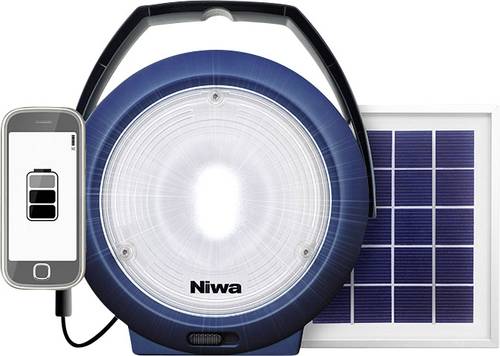 NIWA 350093 Multi 300 XL LED Camping-Leuchte 300lm solarbetrieben, über USB Blau