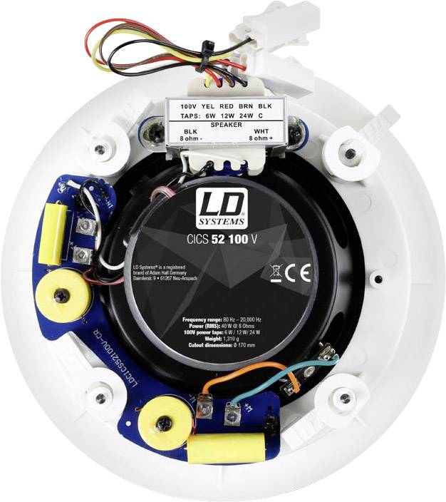 LD Systems LDCICS52100V ELA-Deckenlautsprecher 80 W 100 V Weiß 1 St.