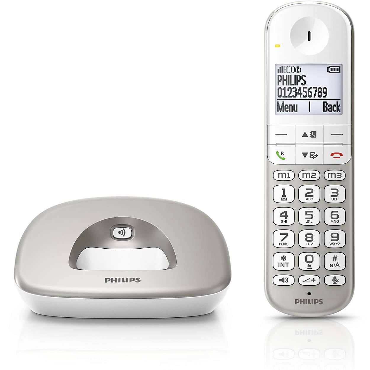 Philips XL4901S/38 Schnurloses Seniorentelefon Freisprechen, inkl. Mobilteil Champagner
