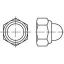 Technische Zeichnung: Hexagonale und seitliche Ansicht einer Hutmutter.