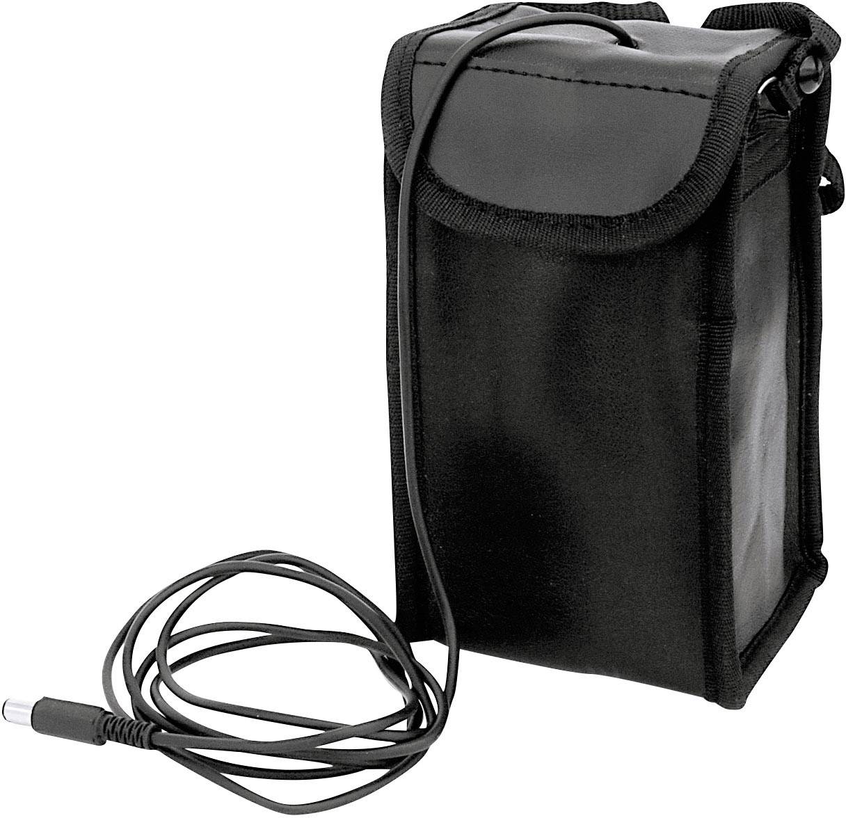 Schwarze Tragetasche mit einem langen, daran befestigten Kabel.