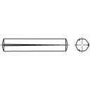 Technische Zeichnung eines Zylinders mit Längs- und Querschnitt. Zeigt eine zylindrische Form mit parallelen Linien und zwei Enden.