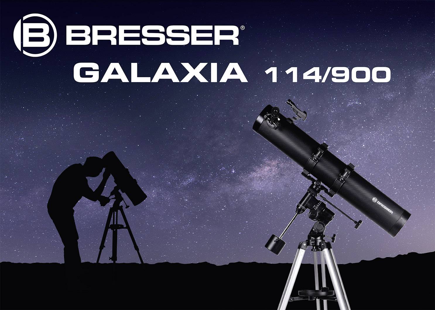 Bresser Optik Galaxia 114/900 EQ Spiegel-Teleskop Äquatorial Newton Vergrößerung 45 bis 675 x