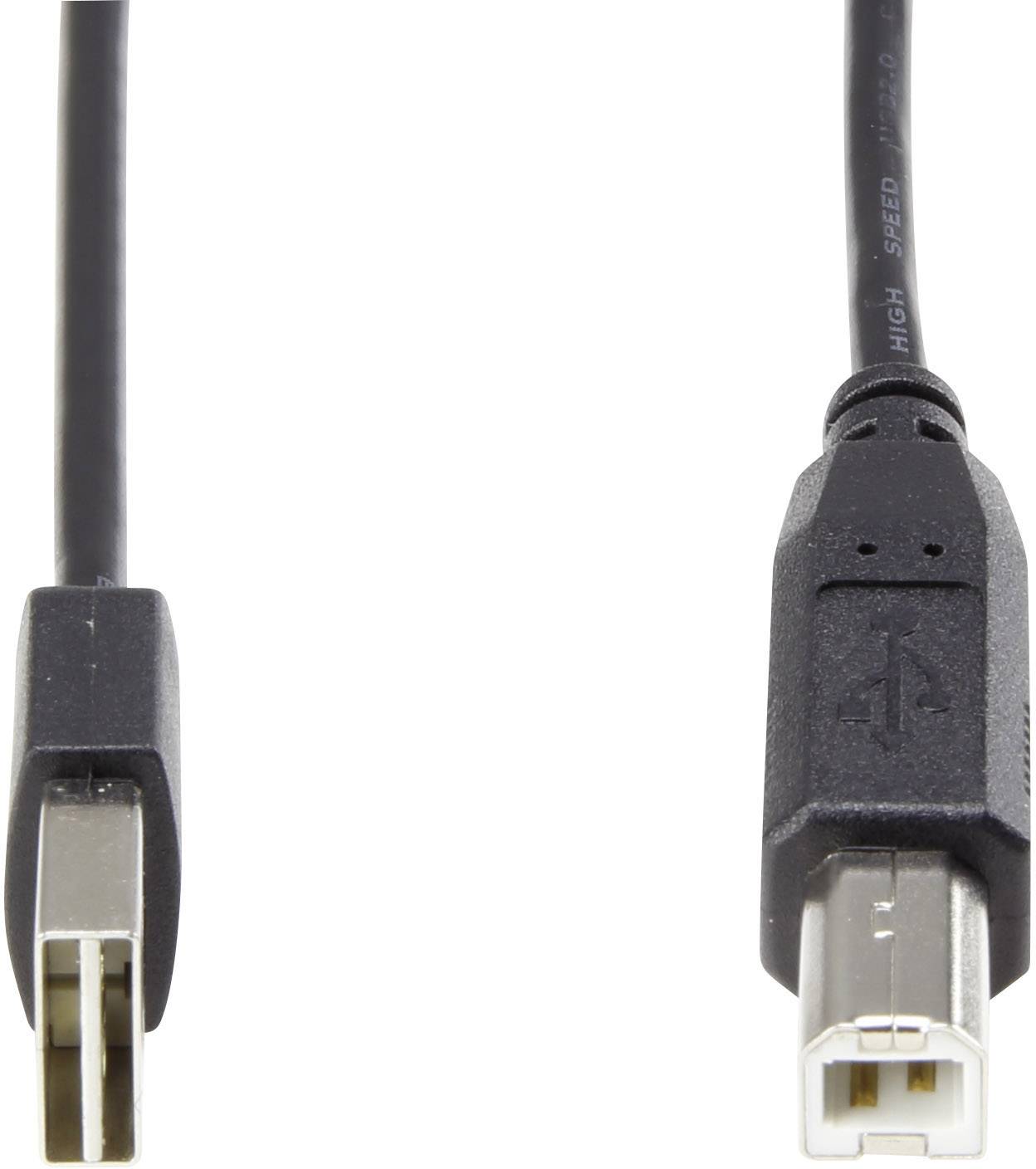 USB-Kabel mit rechteckigem USB-A-Stecker und quadratischem USB-B-Stecker an den Enden.