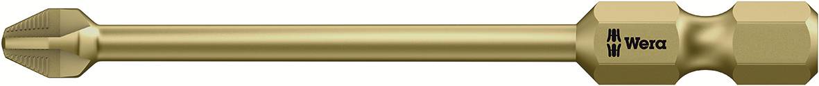 Ein goldener Schraubendrehereinsatz mit dem Logo 'Wera' auf der Seite, für präzises Schrauben geeignet.
