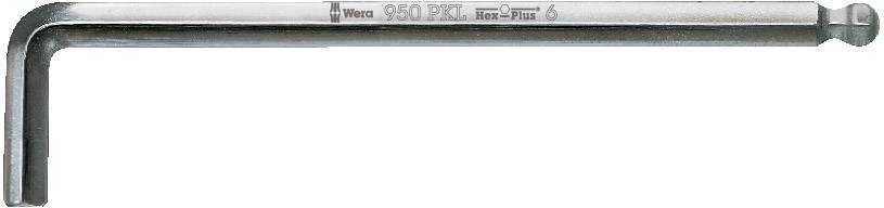 Winkelschraubendreher vernickelt mit Kugelkopf 2mm Wera