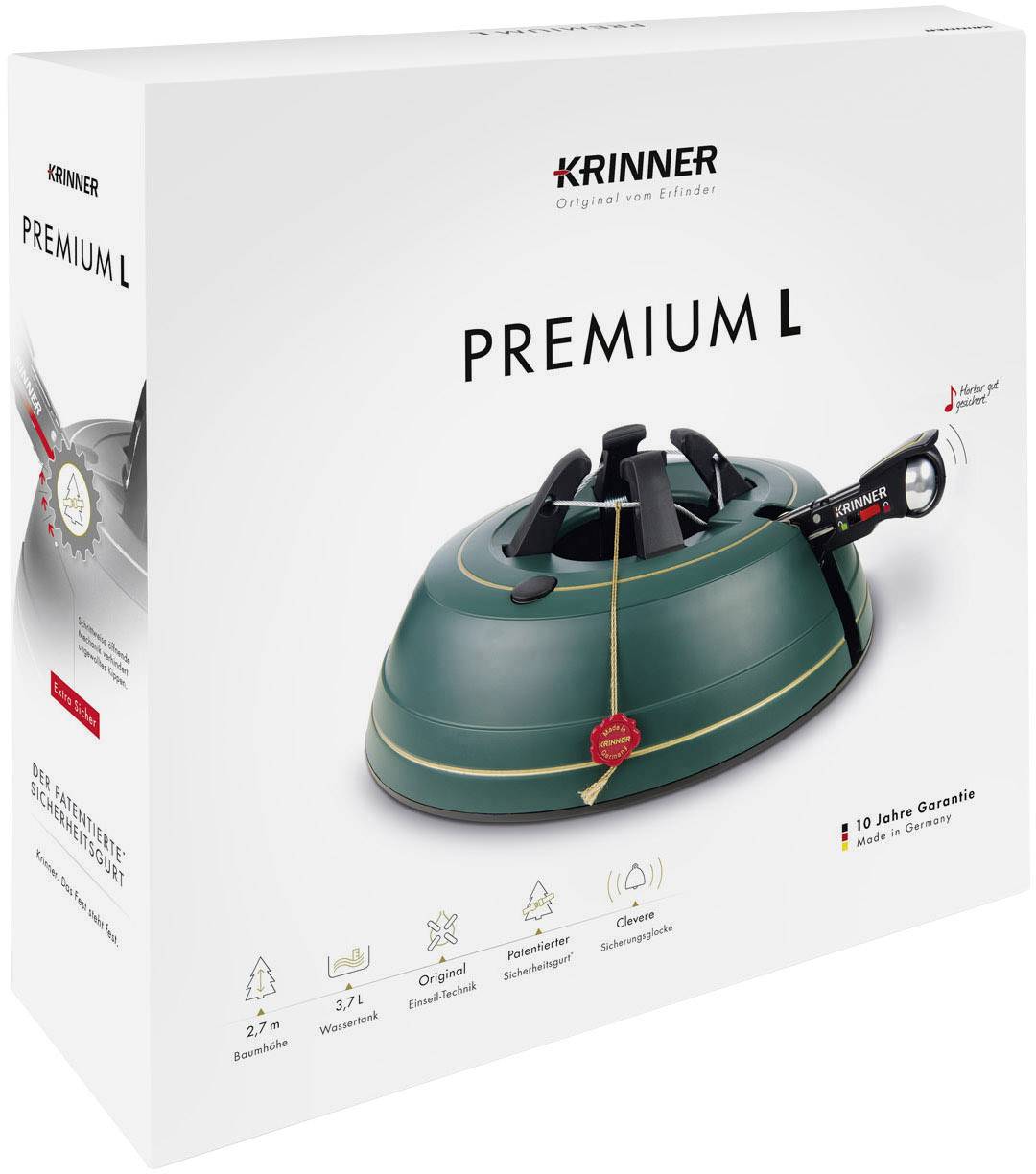 Krinner 94135 Premium L Weihnachtsbaumständer Baumhöhe (max.) 2.70 m Einseiltechnik mit Fußhebel Wasserstandsanzeige