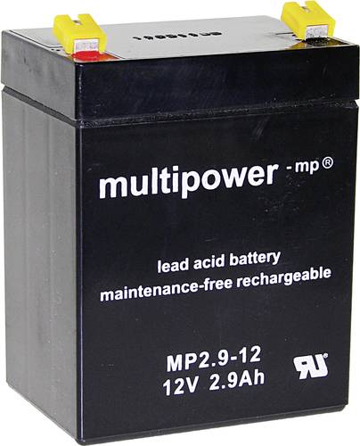 Multipower MP2,9-12 A97275 Bleiakku 12V 2.9Ah Blei-Vlies (AGM) (B x H x T) 79 x 107 x 56mm Flachstec
