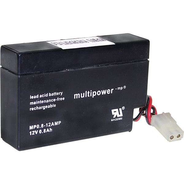 Multipower MP0,8-12-AMP A9709 Bleiakku 12V 0.8Ah Blei-Vlies (AGM) (B x H x T) 96 x 62 x 25mm AMP-Buchse Wartungsfrei, Geringe