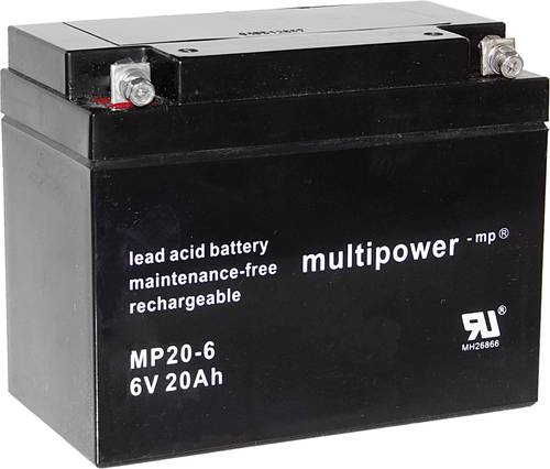 Multipower MP20-6 A9621 Bleiakku 6V 20Ah Blei-Vlies (AGM) (B x H x T) 157 x 125 x 83mm M5-Schraubans