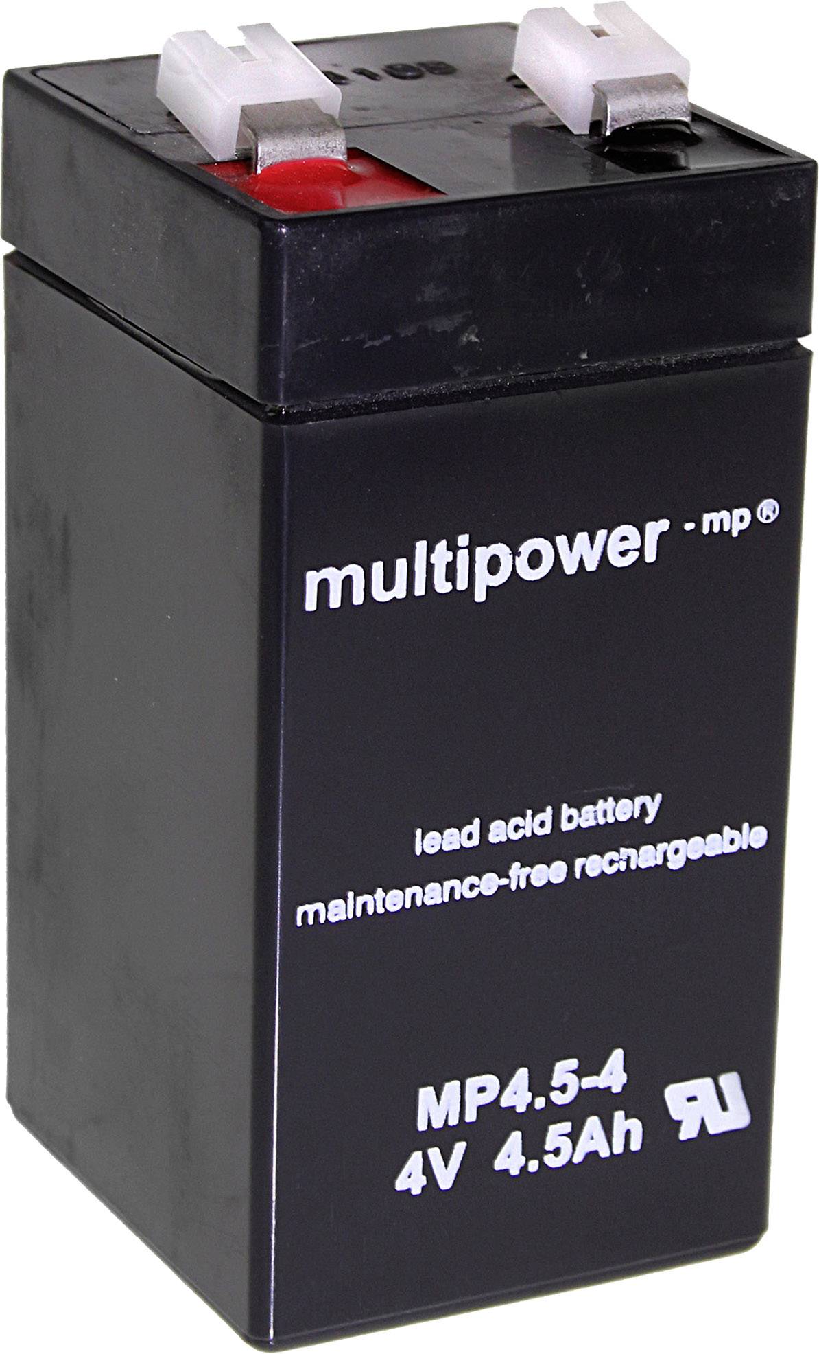Multipower MP4,5-4 A960445 Bleiakku 4V 4.5Ah Blei-Vlies (AGM) (B x H x T) 48 x 100 x 52mm Flachstecker 6.35mm Wartungsfrei