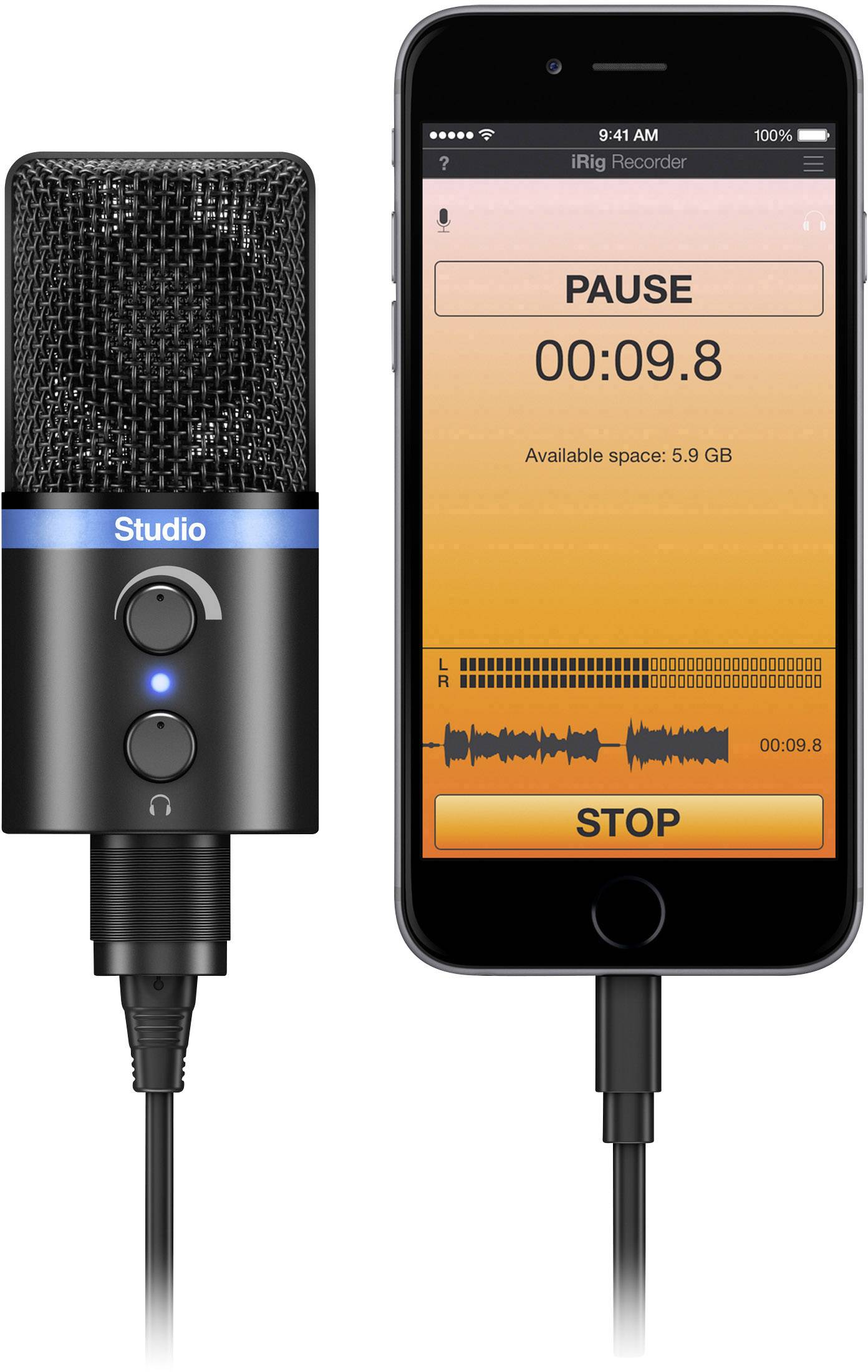 IK Multimedia IRIG MIC STUDIO BLACK USB-Studiomikrofon Übertragungsart (Details):Kabelgebunden inkl. Klammer, Standfuß