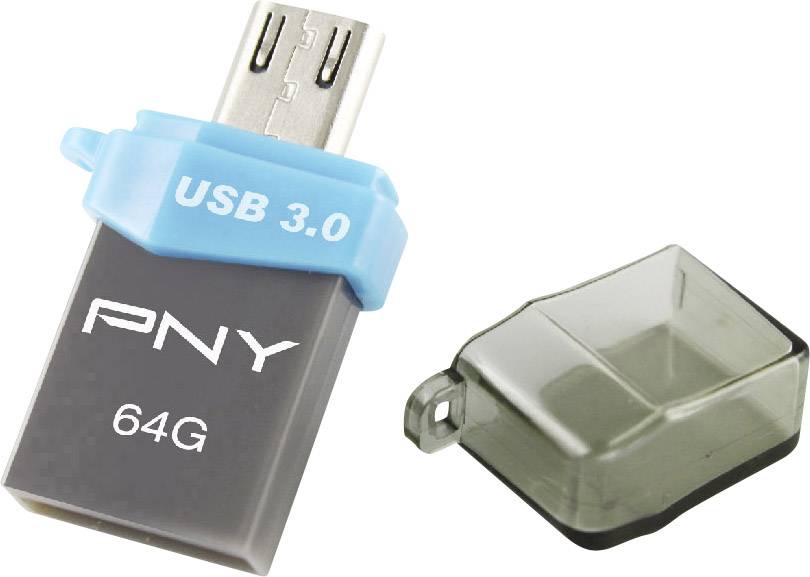 PNY Duo-Link OU3 USB-Kartenleser Smartphone/Tablet 64 GB USB 3.2 Gen 1 (USB 3.0), Micro USB 2.0