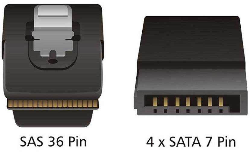 Delock Festplatten Anschlusskabel [1x Mini SAS-Stecker (SFF-8087) - 4x SATA-Stecker 7pol.] 0.50 m Rot