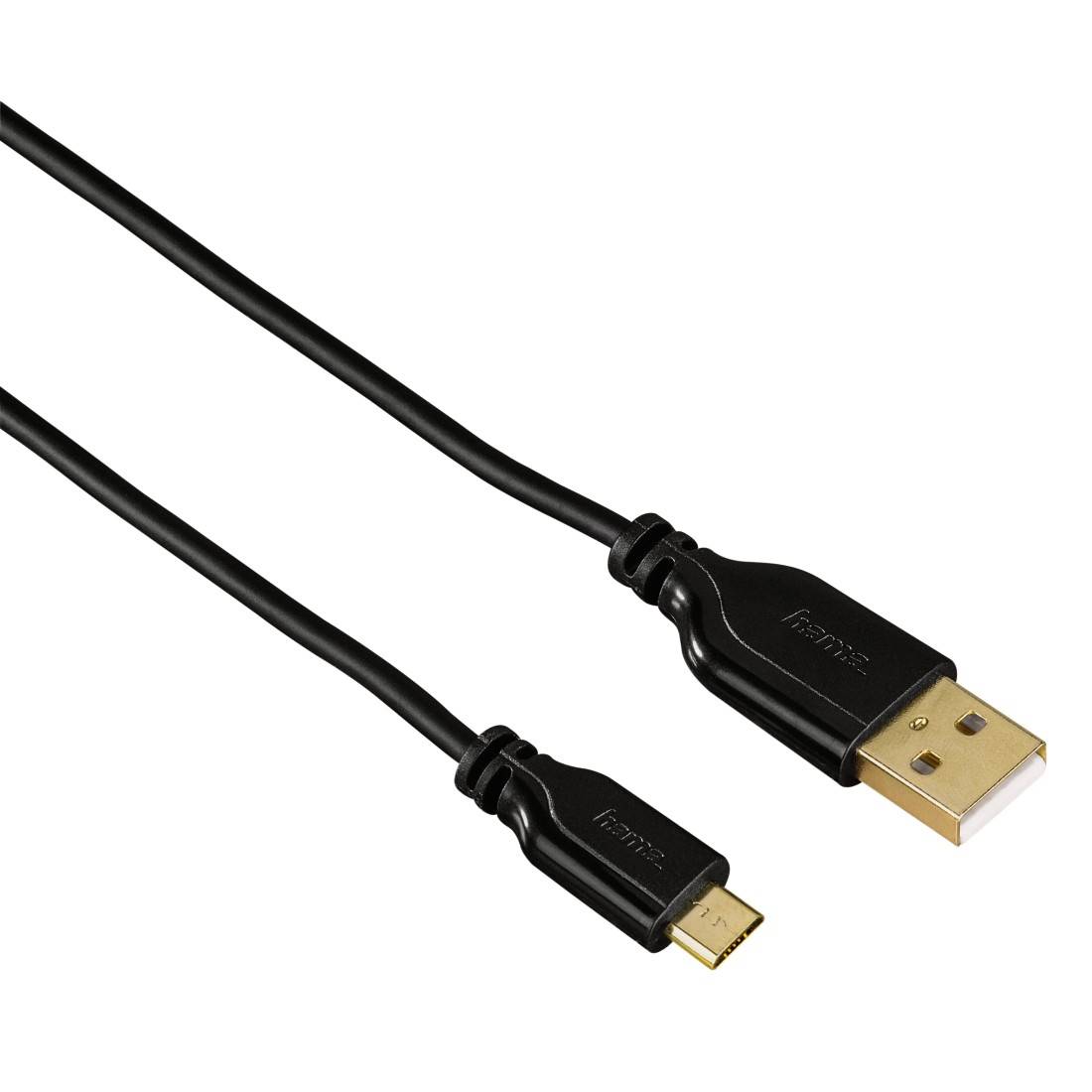 Hama USB-Kabel USB 2.0 USB-A Stecker, USB-Micro-B Stecker 75.00 cm Schwarz vergoldete Steckkontakte 00135700