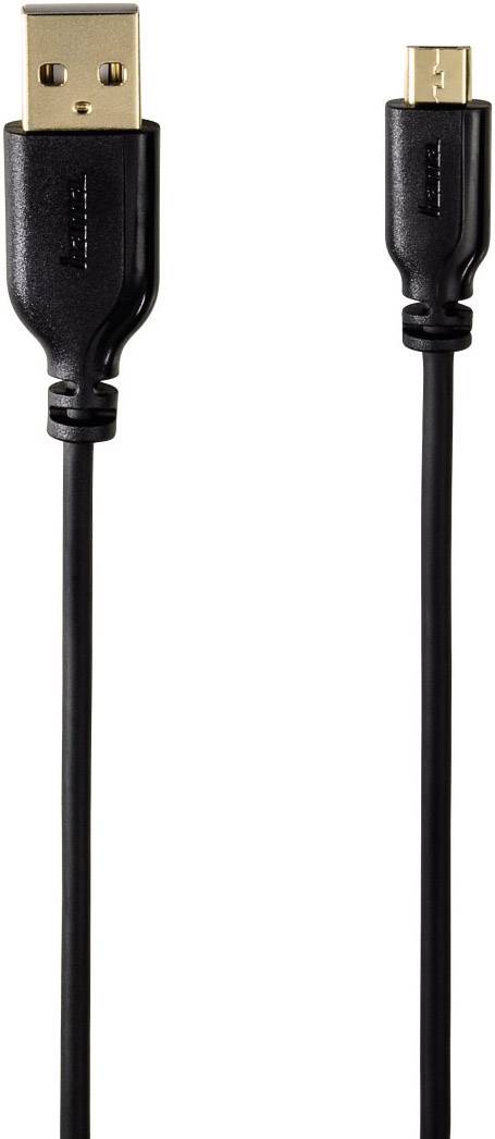 Hama USB-Kabel USB 2.0 USB-A Stecker, USB-Micro-B Stecker 75.00 cm Schwarz vergoldete Steckkontakte 00135700
