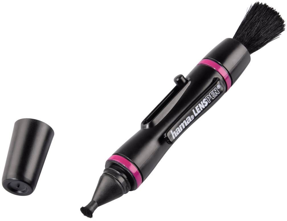 Linsenreinigungsstift mit abnehmbarer Kappe und integriertem Pinsel, zum Reinigen von Kameraobjektiven und empfindlichen Oberflächen.