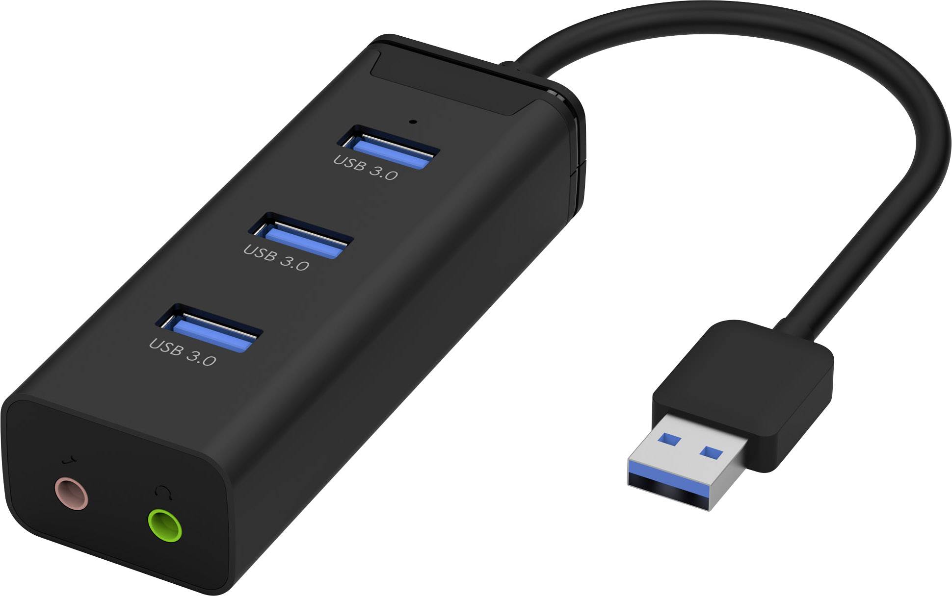 Renkforce 3 Port USB 3.0-Hub mit Audio-Ports Schwarz