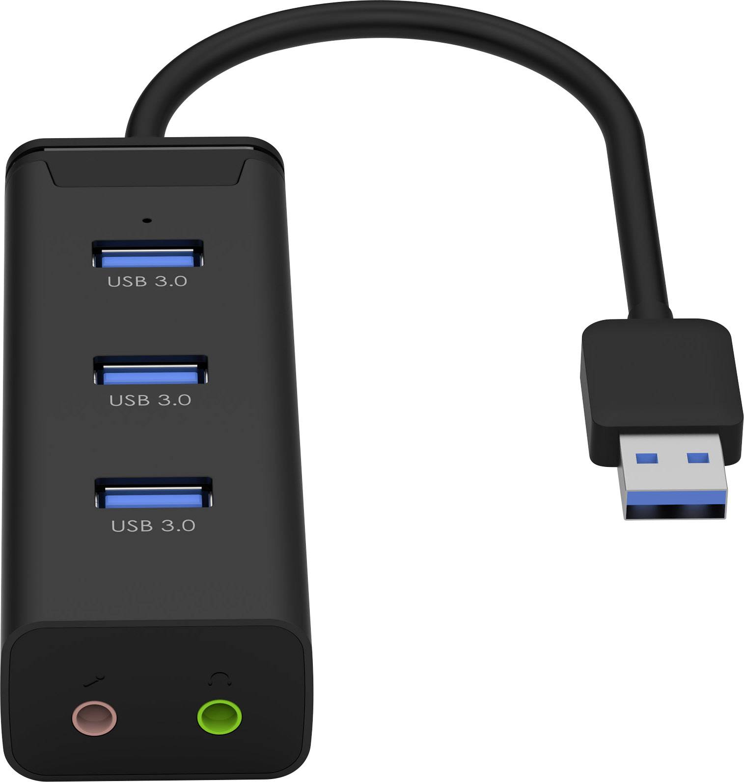 Renkforce 3 Port USB 3.0-Hub mit Audio-Ports Schwarz