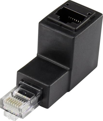 RJ45 Netzwerk Adapter CAT 5e 90° nach unten gewinkelt [1x RJ45-Stecker - 1x RJ45-Buchse] 0.00 m Schwarz Renkforce