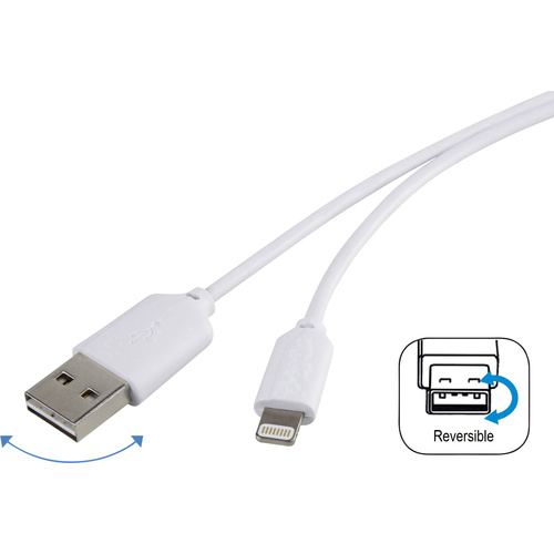 Renkforce Apple iPad/iPhone/iPod Anschlusskabel [1x USB 2.0 Stecker A - 1x Apple Lightning-Stecker] 1.00m Weiß