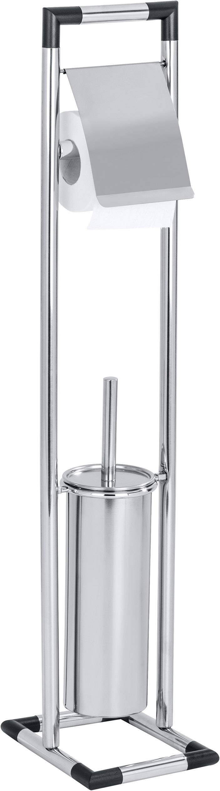 Wenko Lonigo WC-Garnitur Stand Schwarz, Edelstahl (glänzend) rostfrei 1St.