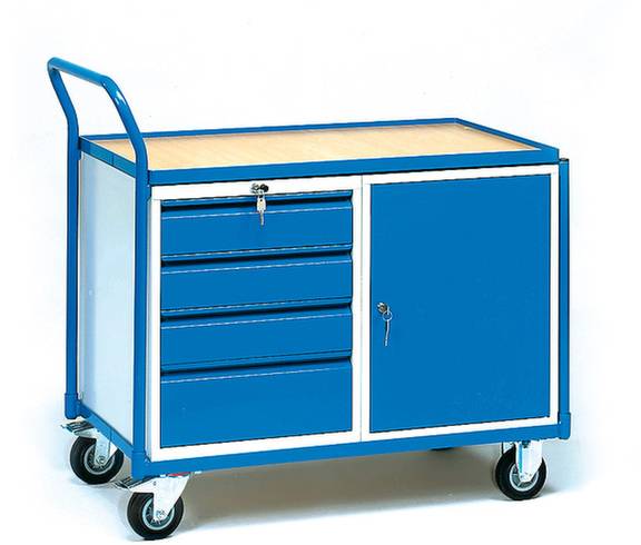 Fetra 2635 Tisch- und Schrankwagen Stahl pulverbeschichtet Traglast (max.): 250kg Brillantblau (RAL 5007)