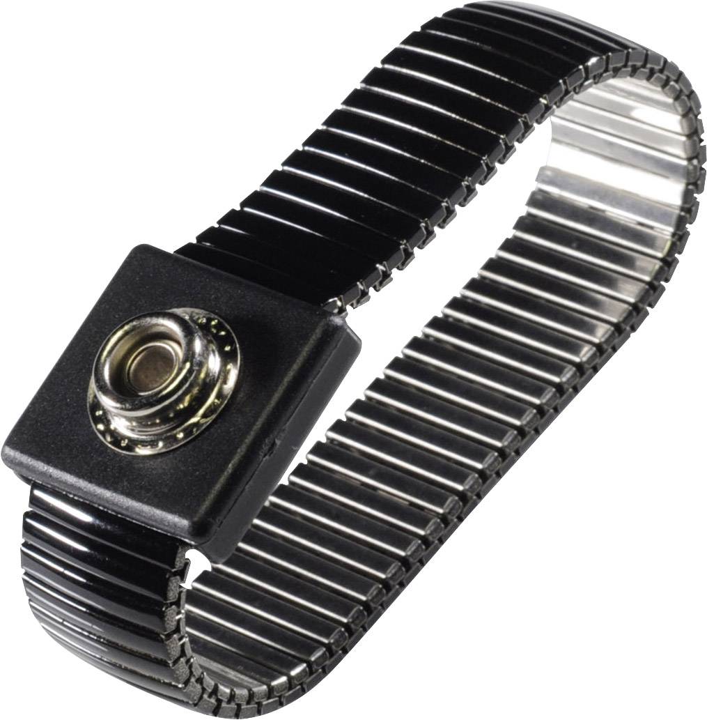 TRU COMPONENTS WristME-SET-4-183-K ESD-Handgelenkband Schwarz inkl. Erdungskabel Druckknopf 4 mm, Krokodilklemme