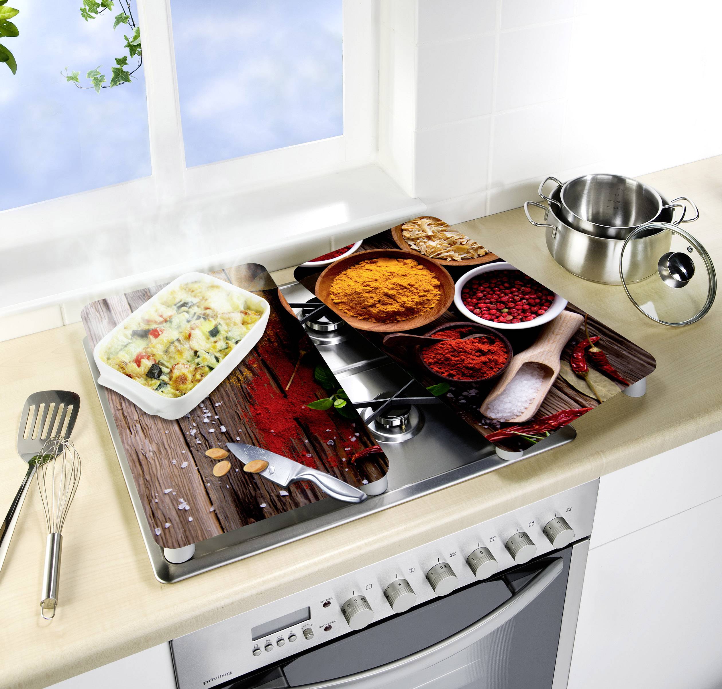 WENKO Herdabdeckplatte Universal Gewürze, 2er Set, für alle Herdarten 2521467100