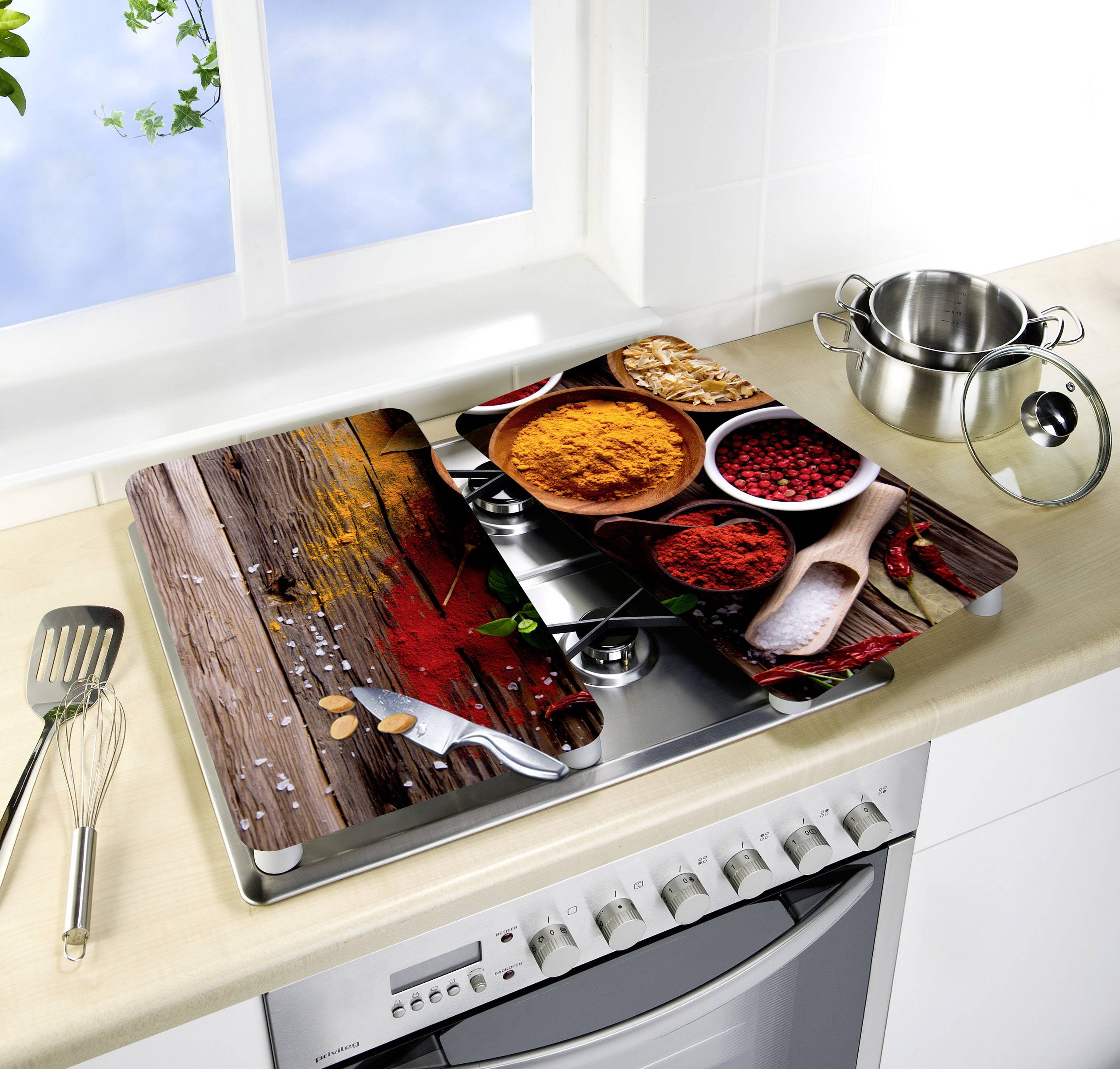 WENKO Herdabdeckplatte Universal Gewürze, 2er Set, für alle Herdarten 2521467100