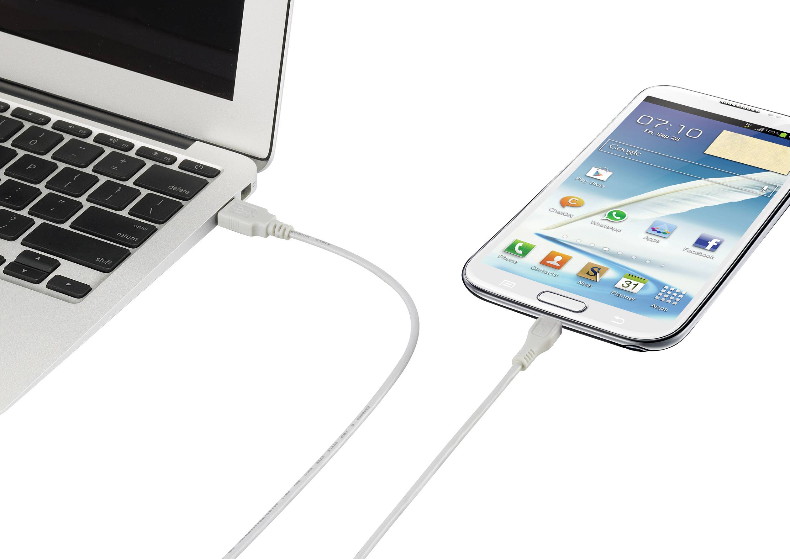 Renkforce USB-Kabel USB 2.0 USB-A Stecker, USB-Micro-B Stecker 1.00 m Weiß vergoldete Steckkontakte RF-4094754