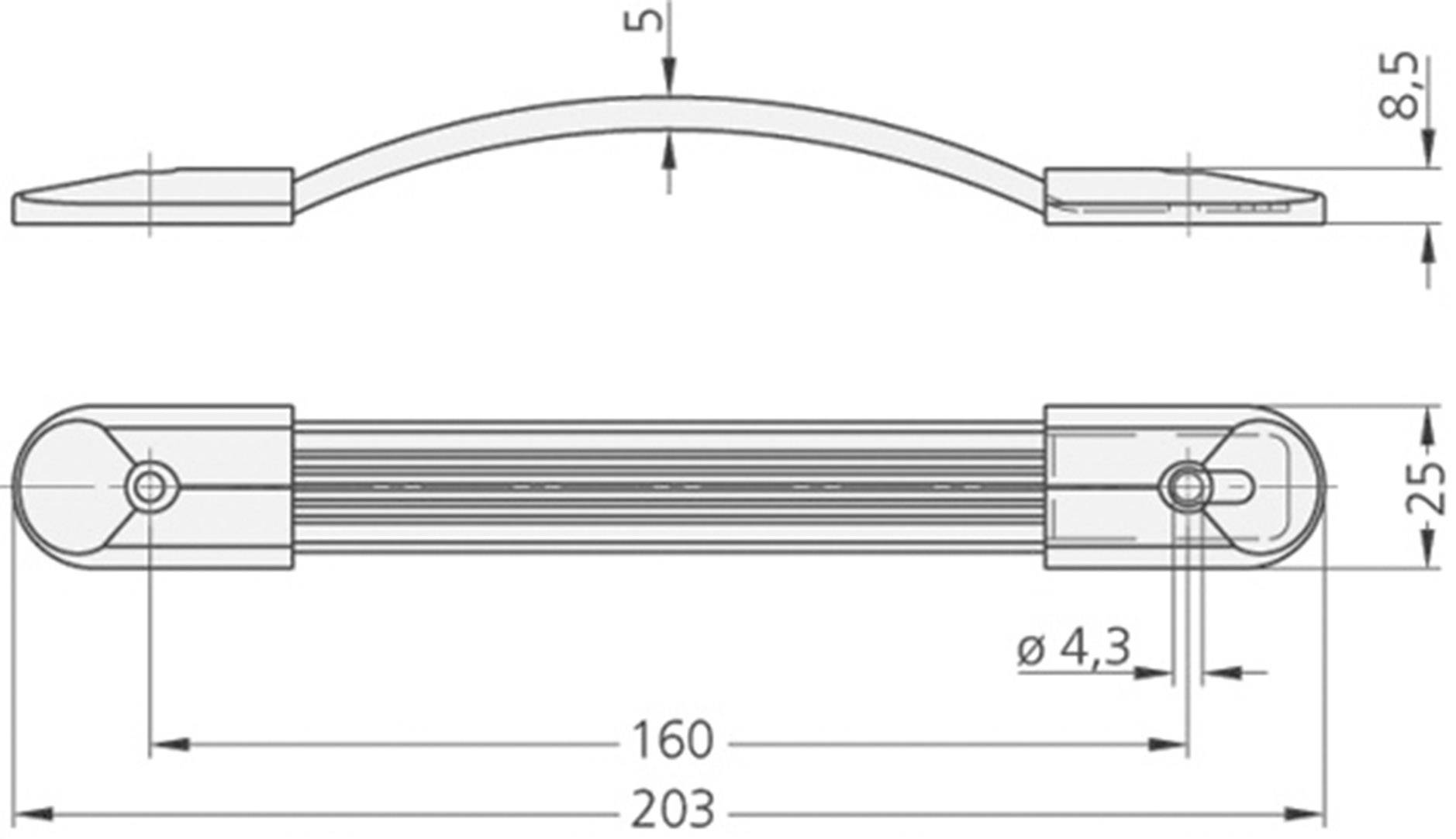 Rohde MA-37.215.84 Maschinengriff für Senkschrauben Schwarz (L x B x H) 268 x 37 x 13mm 1St.