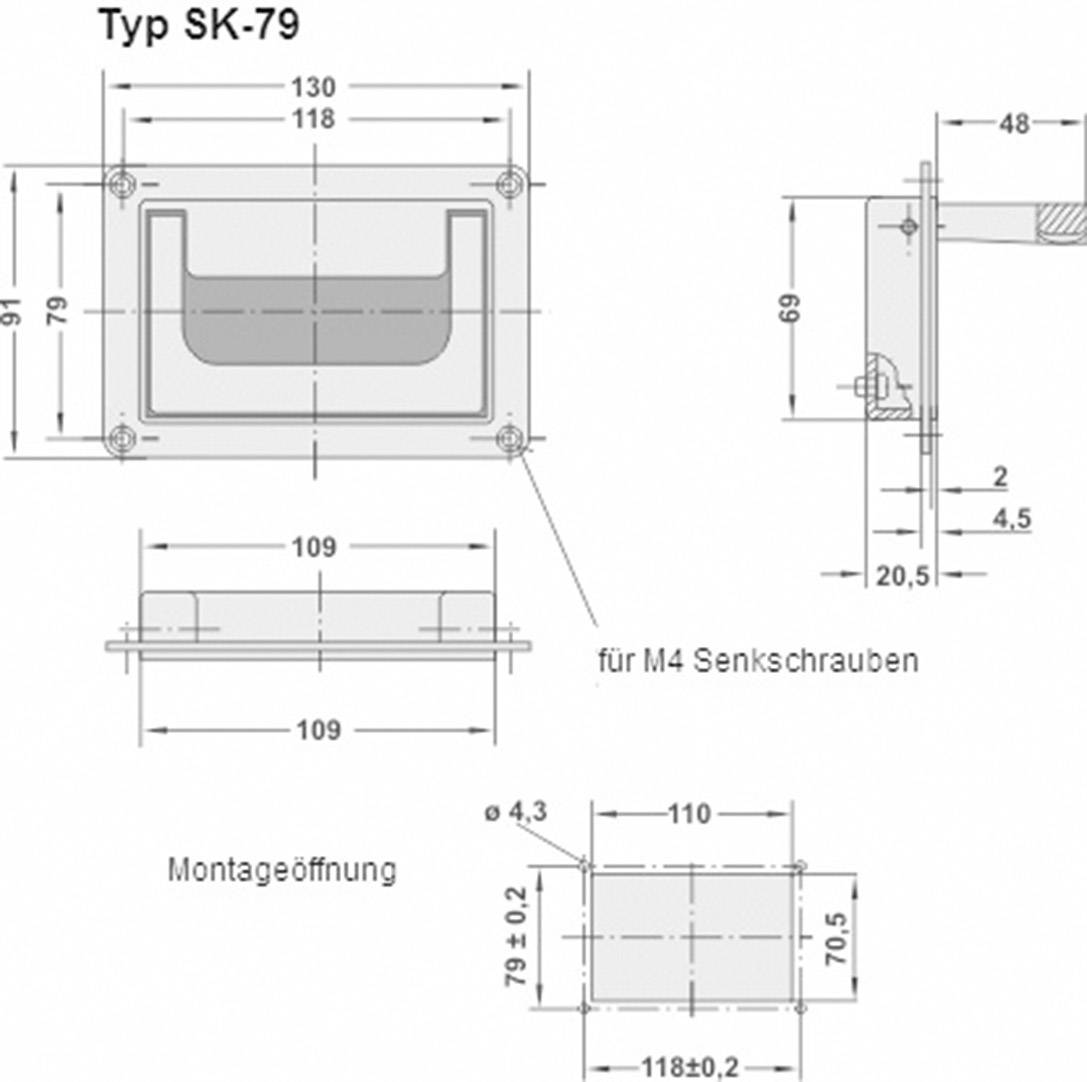 Rohde SK-79.S118.9005 Schalenklappgriff mit Schnapprasterung Schwarz (L x B x H) 130 x 20.5 x 91mm 1St.