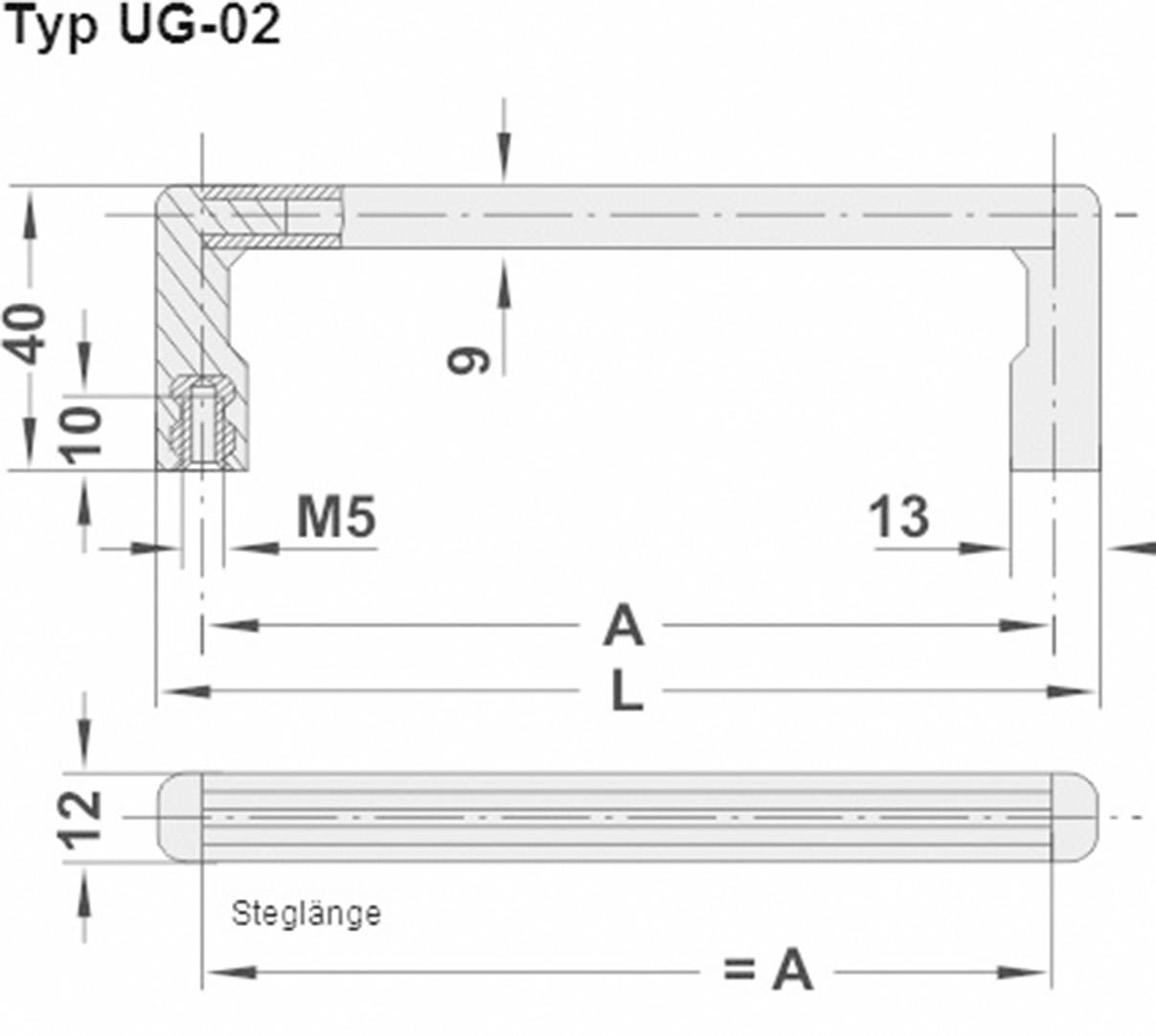 Rohde UG-02.120.01 Handgriff für Zylinderschrauben Silber (L x B x H) 134 x 12 x 40mm 1St.