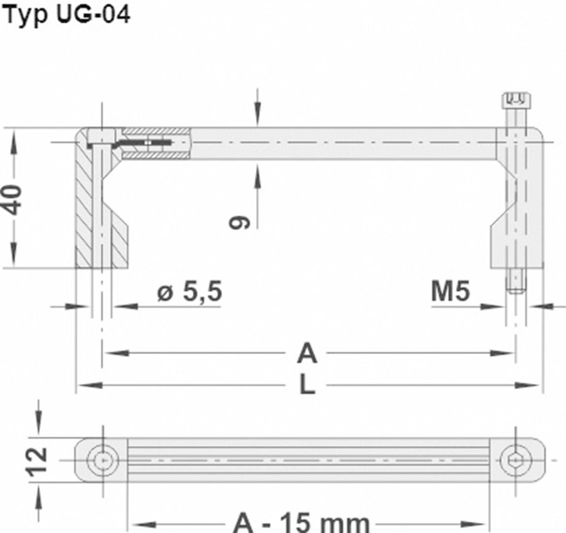Rohde UG-04.180.01 Handgriff für Zylinderschrauben Silber (L x B x H) 195 x 12 x 40mm 1St.