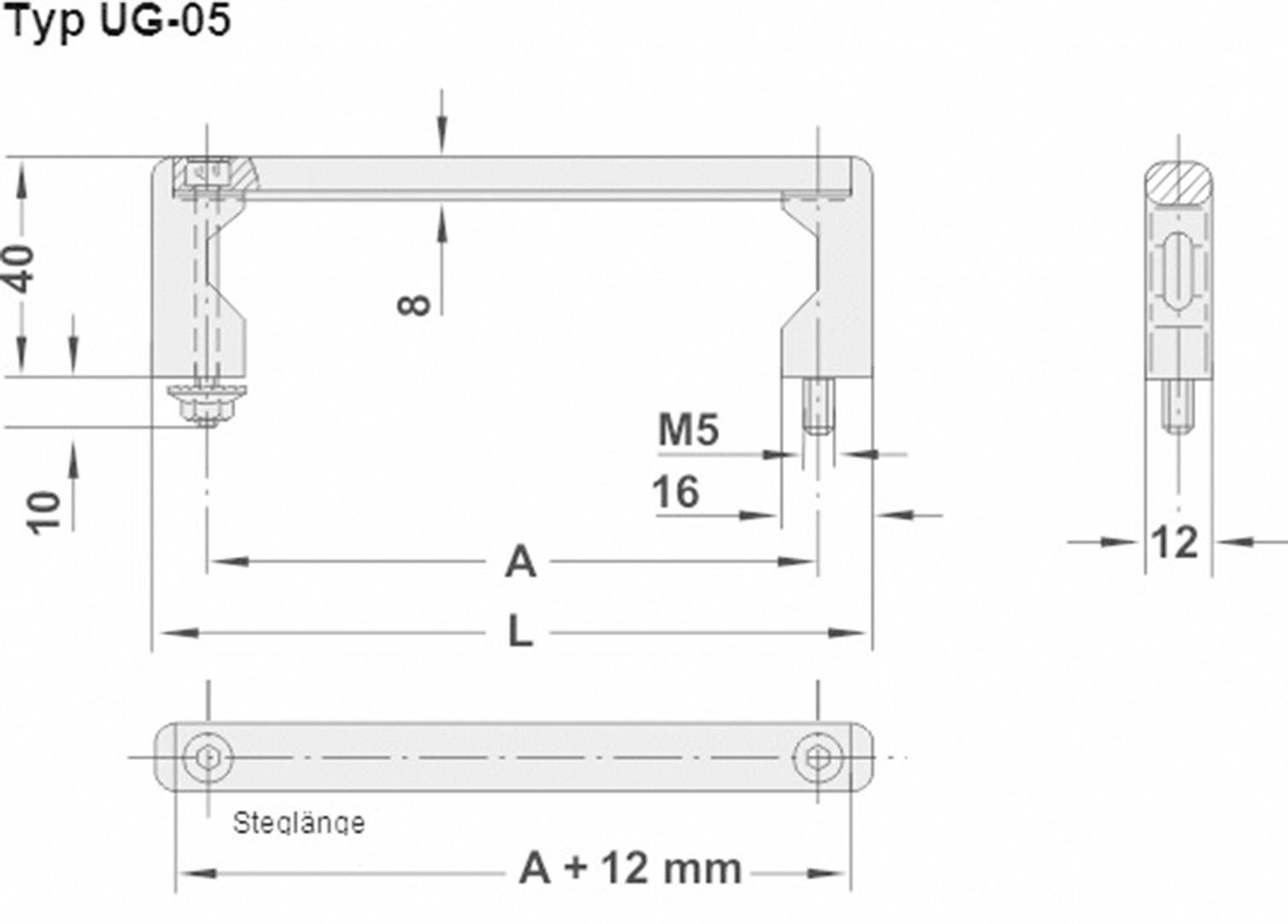 Rohde UG-05.100.01 Handgriff für Zylinderschrauben Silber (L x B x H) 120 x 12 x 40mm 1St.