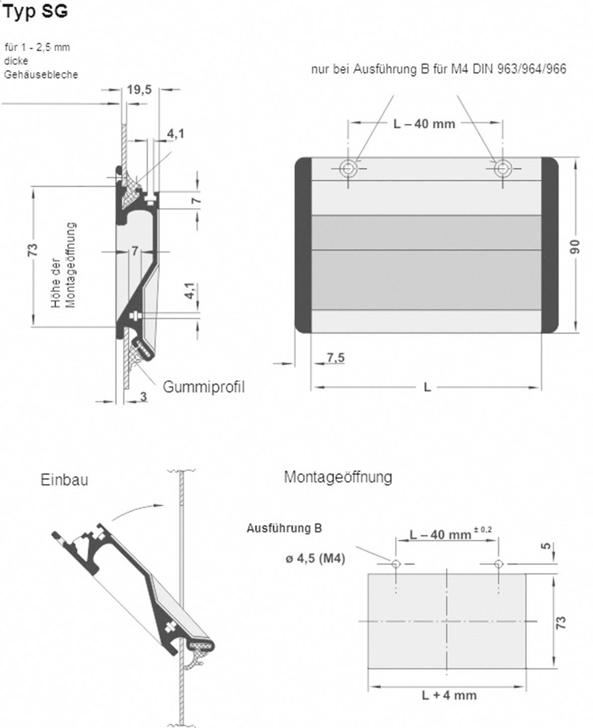 Rohde SG-73.118.B1 Schalengriff für Senkschrauben Silber (L x B x H) 118 x 19.5 x 90 mm