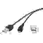Renkforce USB-Kabel USB 2.0 USB-A Stecker, USB-Micro-B Stecker 1.80m Schwarz beidseitig verwendbarer Stecker, vergoldete