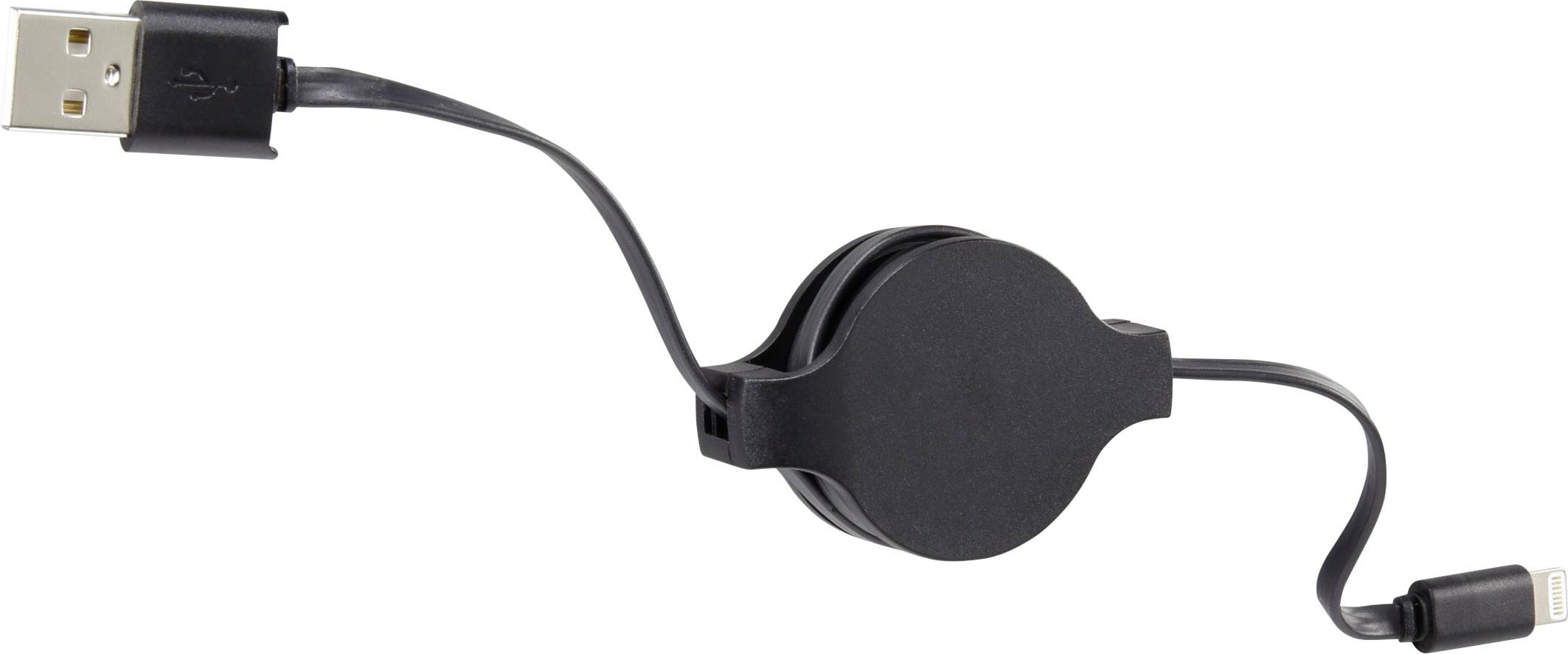 Renkforce USB-Kabel 0.80m Schwarz inkl. Aufroller RF4097196