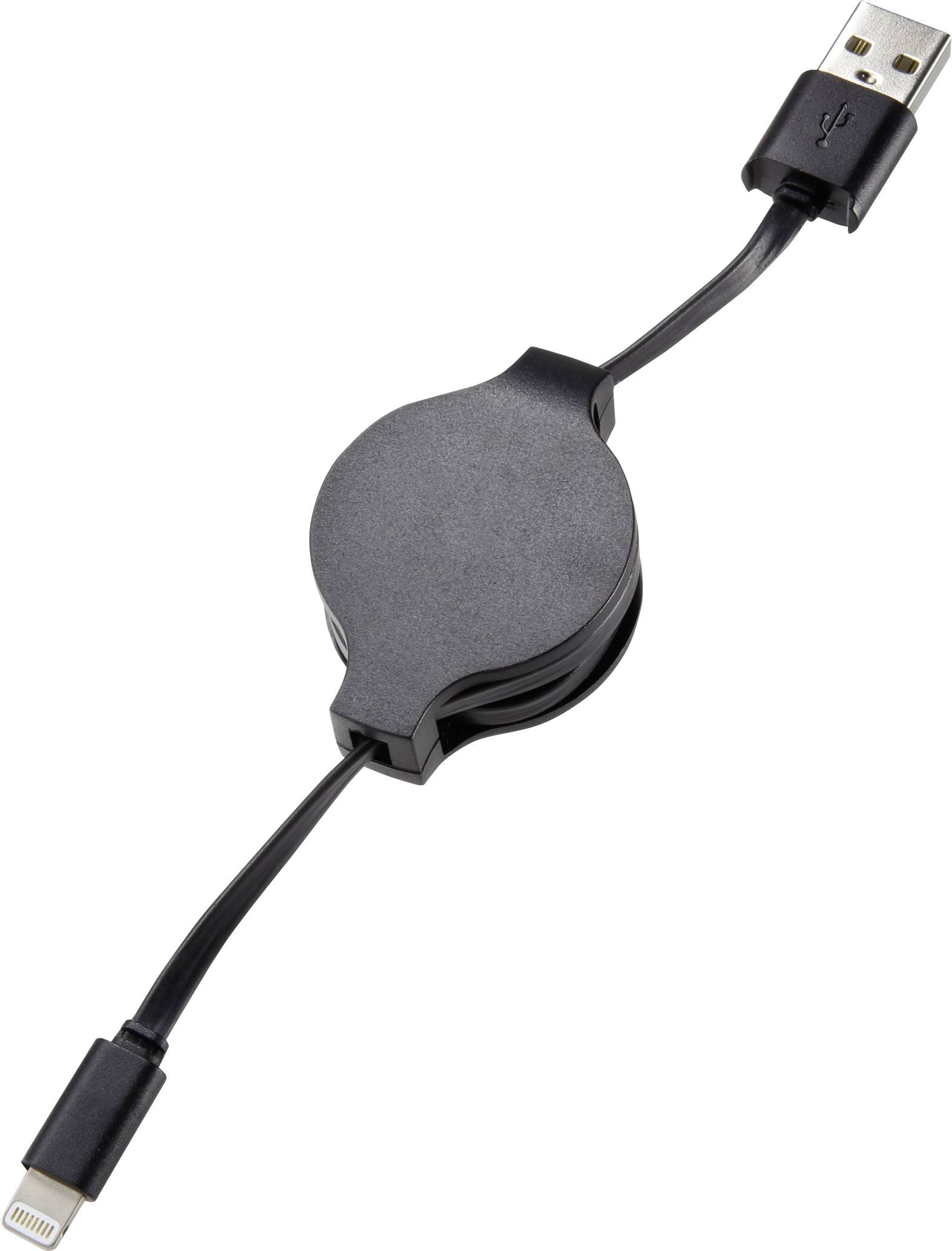 Renkforce USB-Kabel 0.80m Schwarz inkl. Aufroller RF4097196