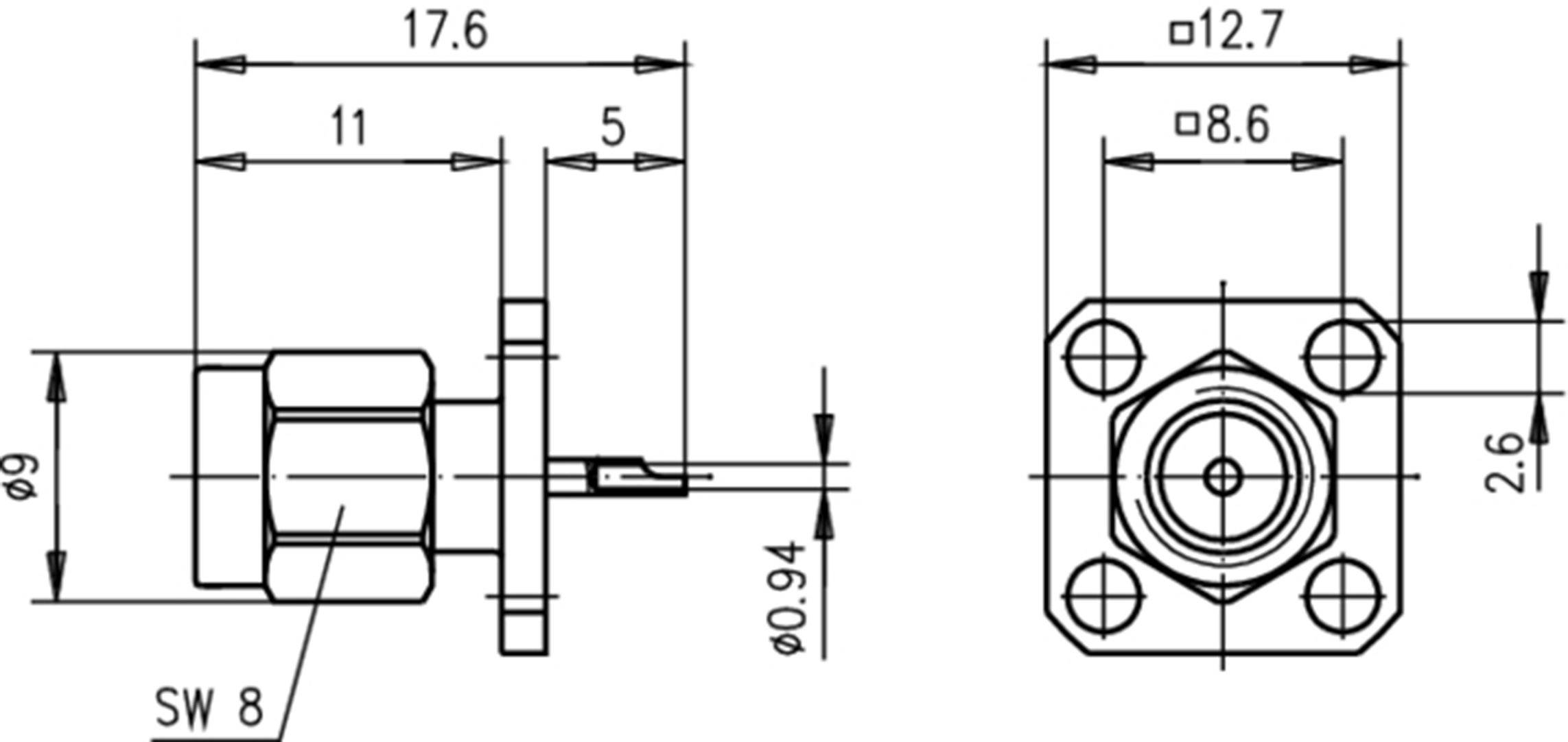 Telegärtner 100024628 100024628 SMA-Steckverbinder Stecker, Einbau 50Ω 1St.