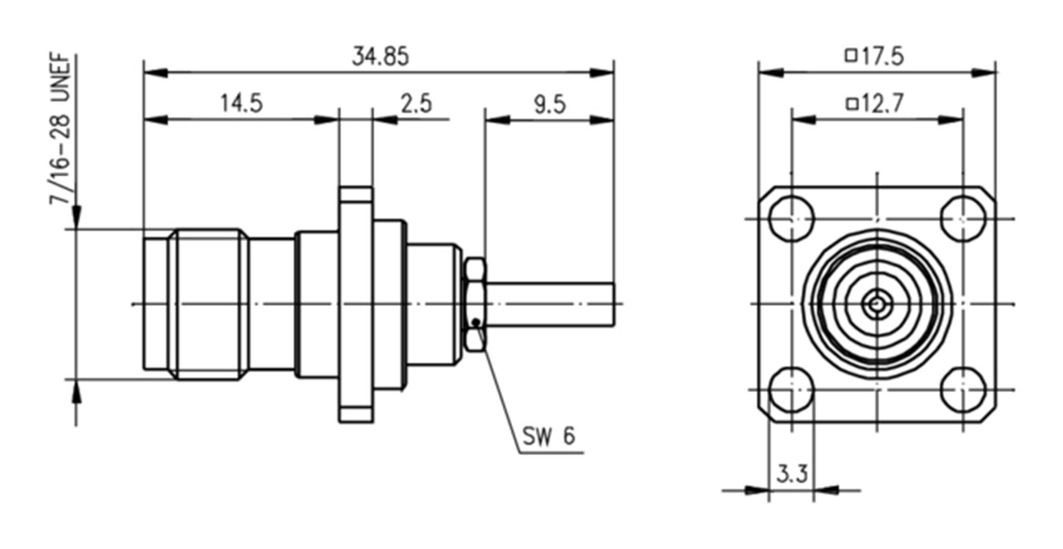 Telegärtner 100023796 100023796 TNC-Steckverbinder Buchse, Einbau 50Ω 1St.