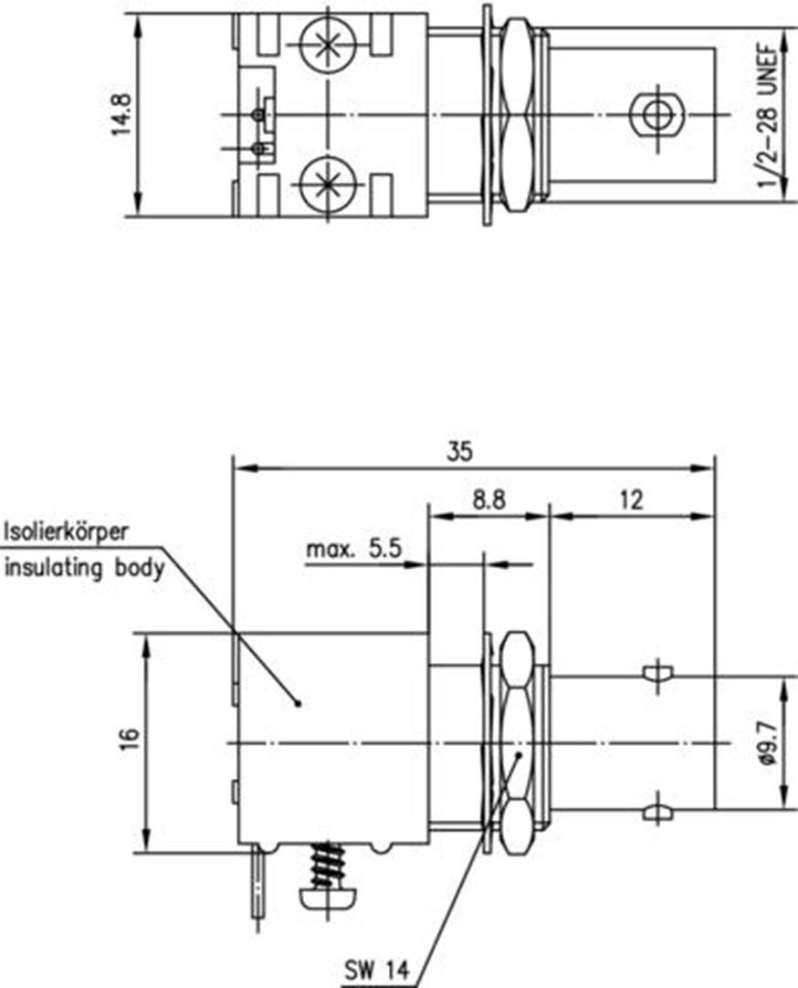 Telegärtner 100023368 100023368 BNC-Steckverbinder Buchse, Einbau horizontal 50 Ω 1 St.