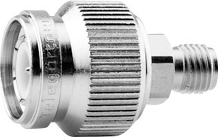 Metall-Steckverbinder mit geriffeltem Griff und Schraubgewinde, verwendet zur Verbindung von Kabeln in elektronischen Geräten.