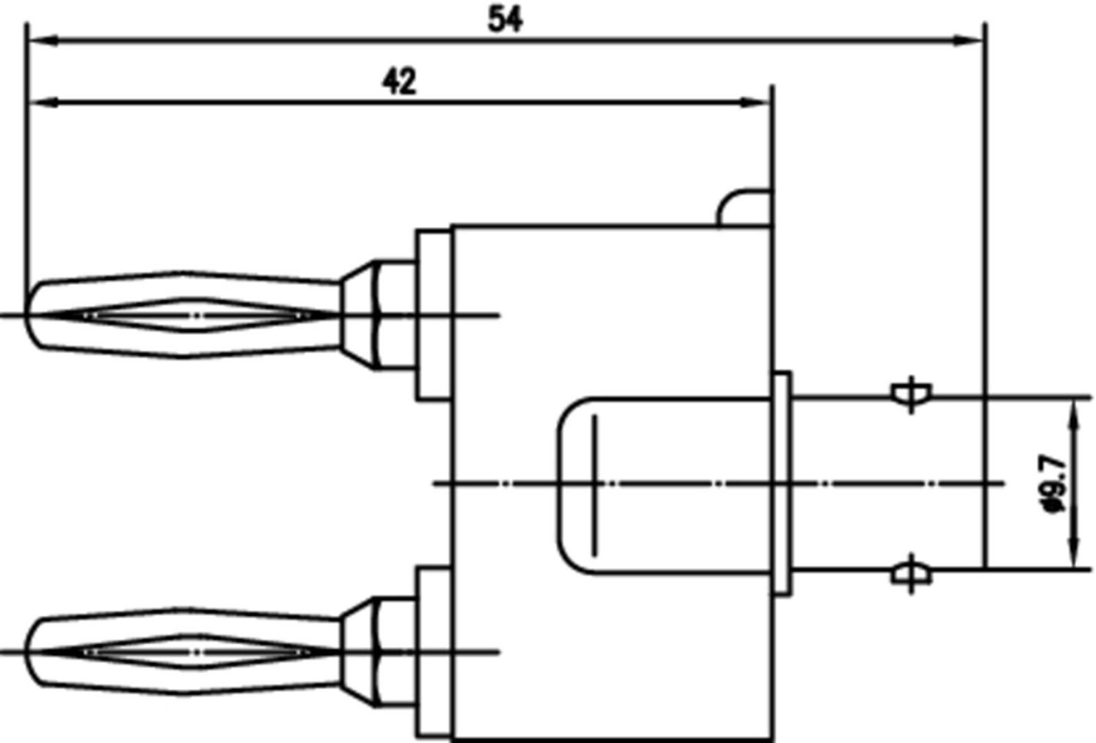 Telegärtner 100023659 Messadapter BNC-Buchse - Lamellenstecker 4 mm, Lamellenstecker 4mm Schwarz, Silber