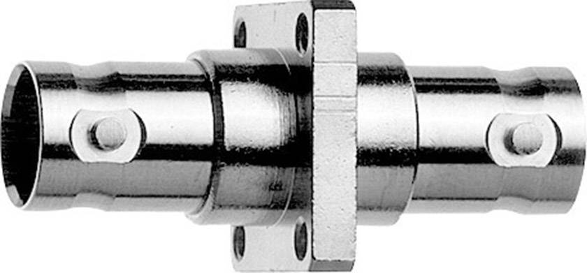 Ein glänzendes Metallstück mit symmetrischen zylindrischen Verlängerungen und quadratischem Mittelteil mit Schraublöchern.